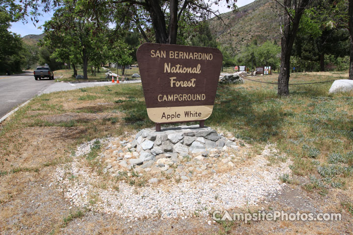 Apple White Campground Sign