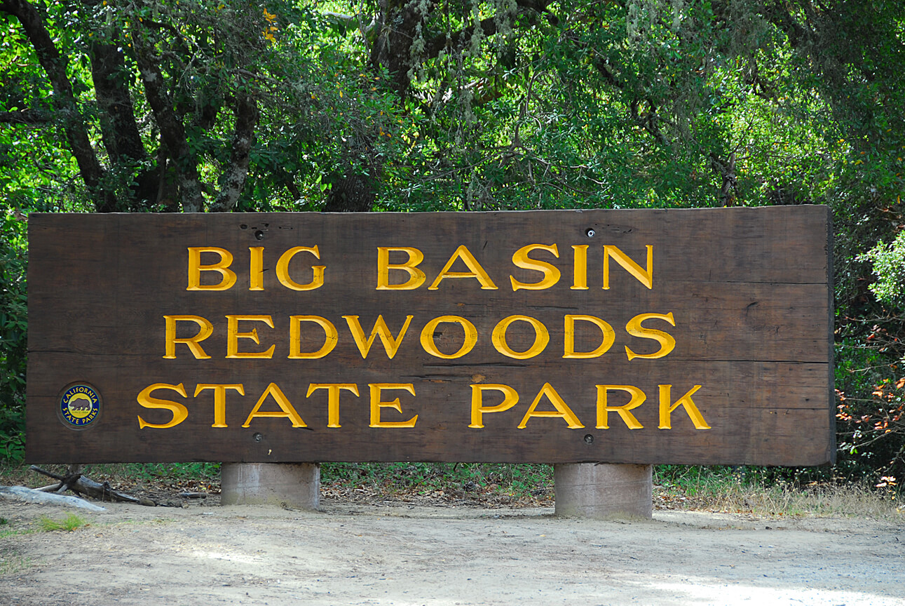 California Wildfires Close State Parks - Big Basin Redwoods Sign