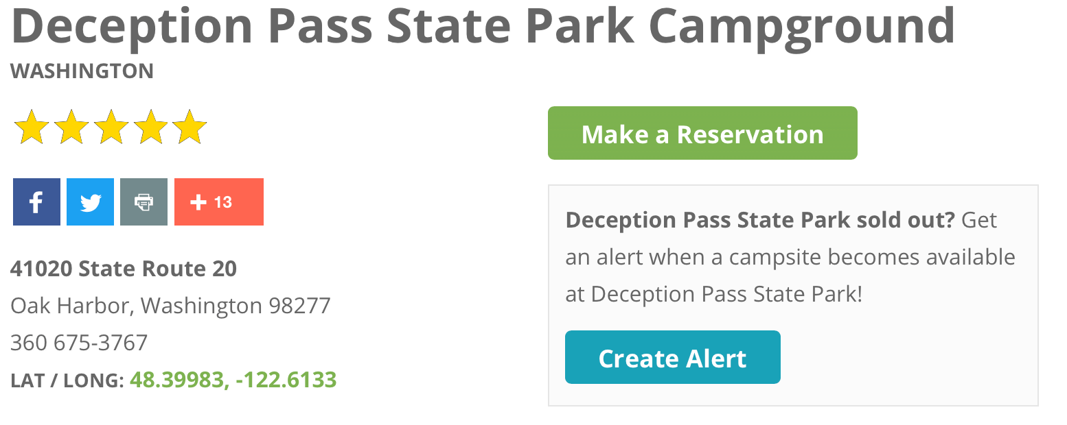 Washington State Parks Campsite Availability Alerts - How CSA Works - CSA Link